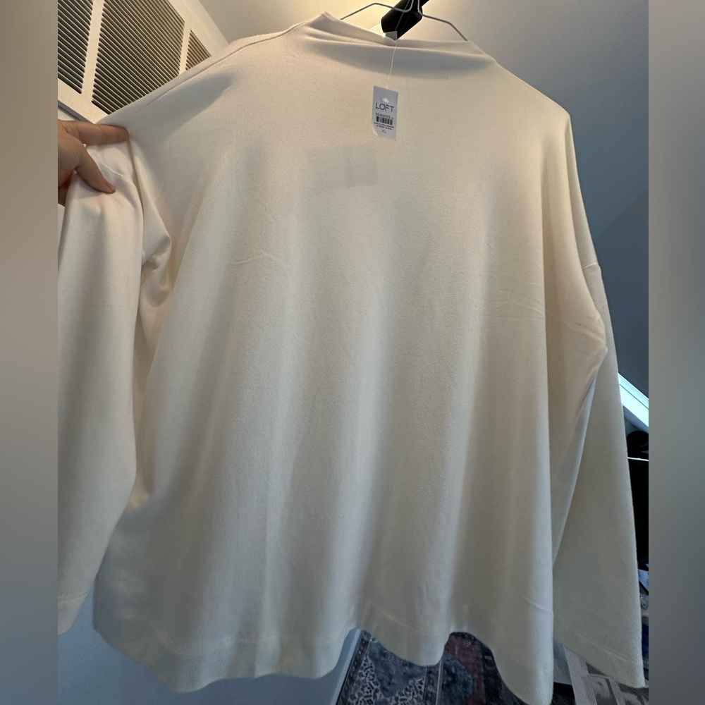 NWT LOFT Cream SOFT long sleeve Sweater luxurious feel mock neck